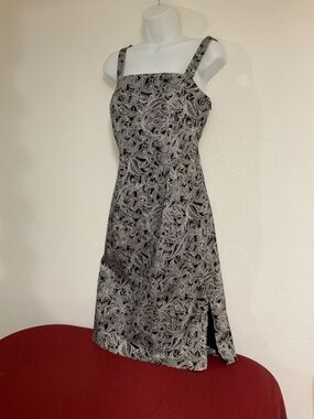 Vintage Y2K JS Signature dress 12 Made Canada Paisley A Style Lining Black White